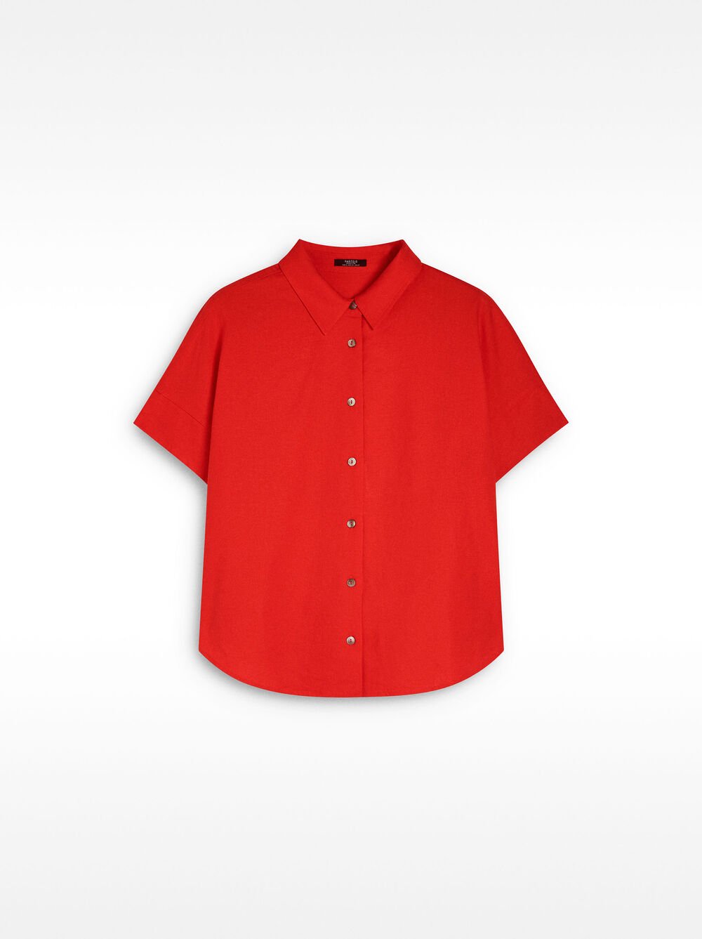 Short-sleeved shirt with linen blend
