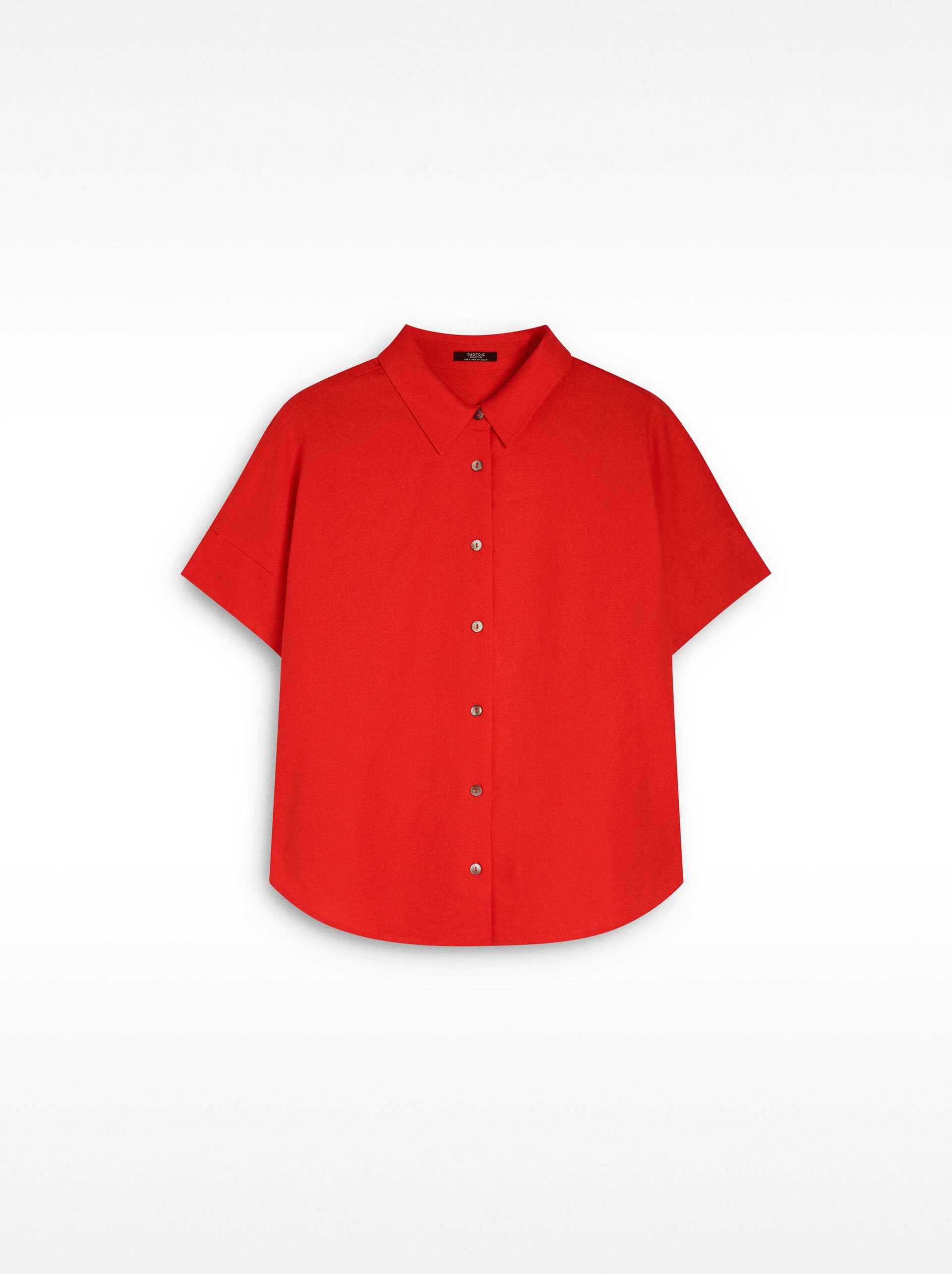 Short-sleeved shirt with linen blend image number 5.0