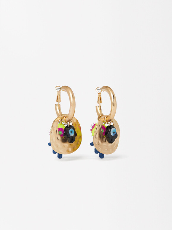 Golden Eye Earrings, Multicolor, hi-res
