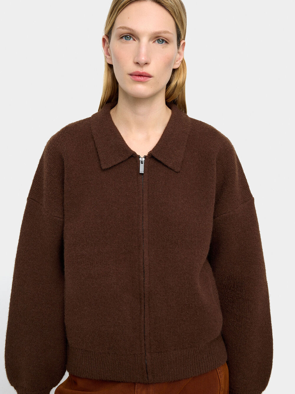 Strickjacke aus Strick mit Kragen in Felloptik