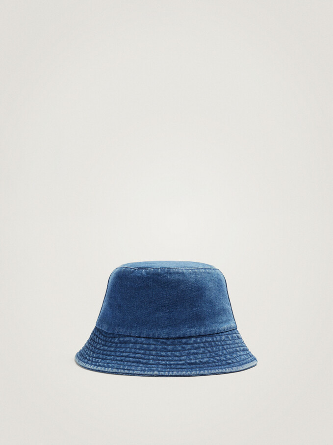 Denim Customizable Bucket Hat, Blue, hi-res