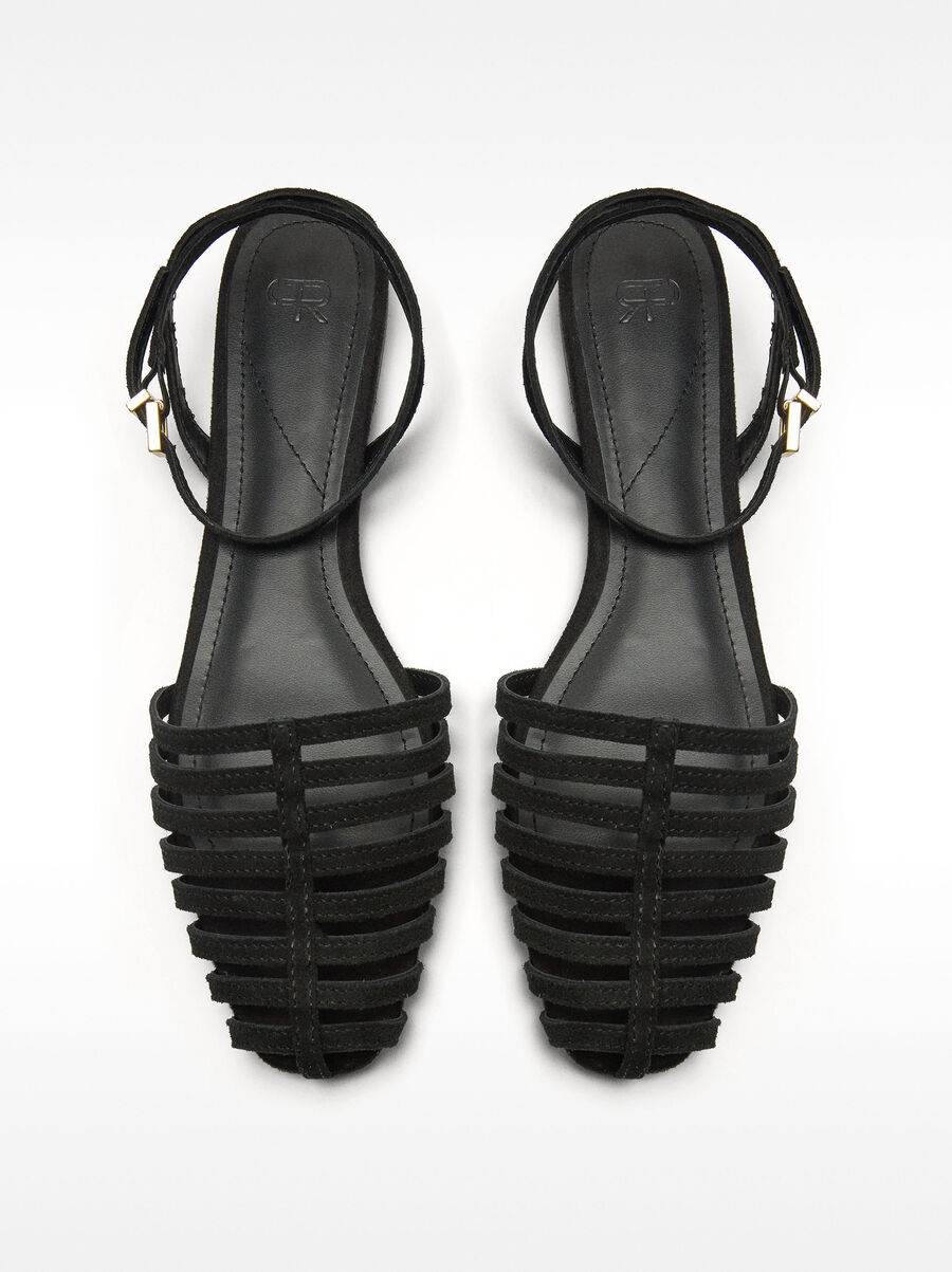 Sandalias de piel planas cangrejeras