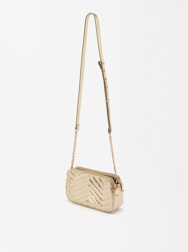 Metallic padded shoulder bag