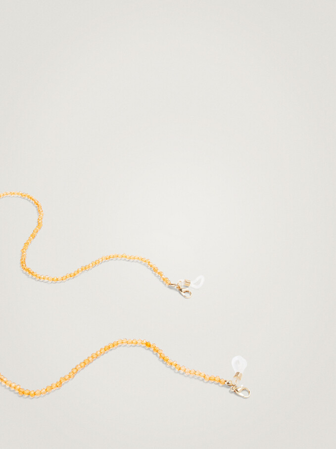 Chain For Glasses With Beads, Orange, hi-res