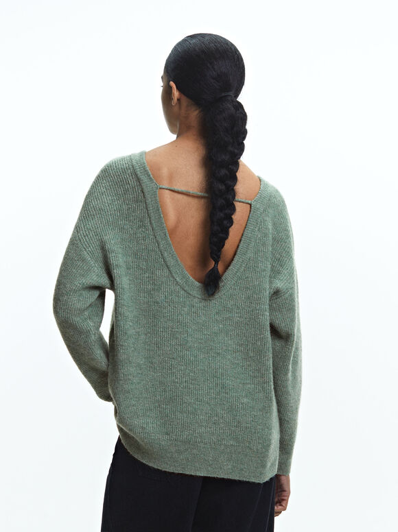 Knit Sweater, Green, hi-res