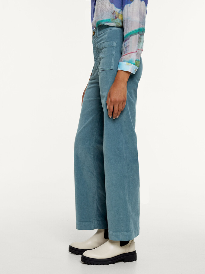 Cotton Long Pants, Blue, hi-res