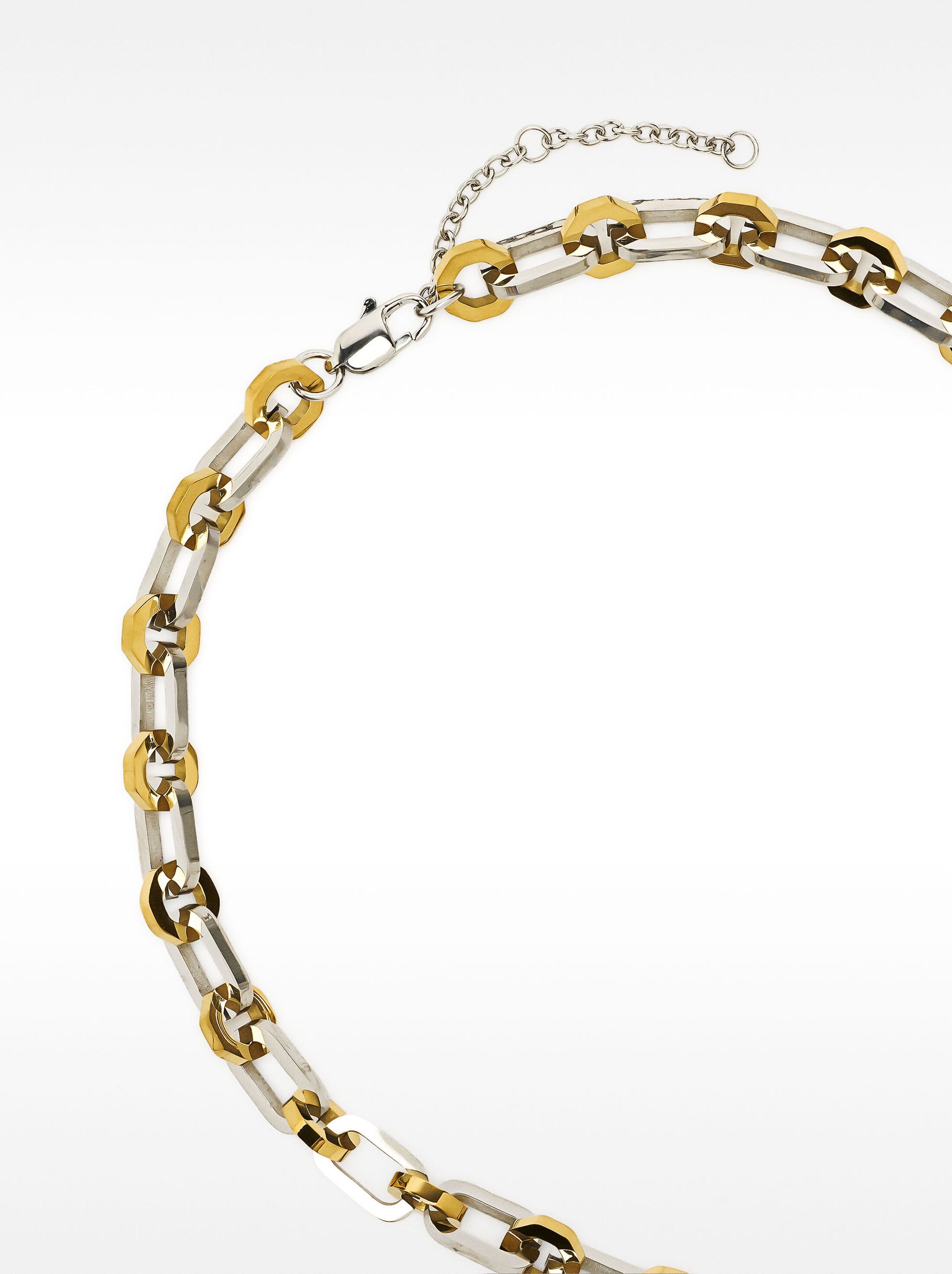 Bicolor link necklace – stainless steel image number 3.0