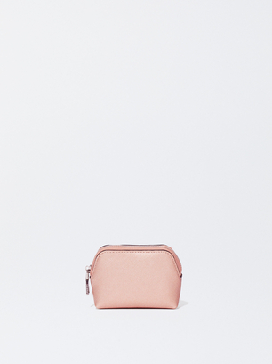 Coin Purse With Zip Fastening, Rose Gold, hi-res