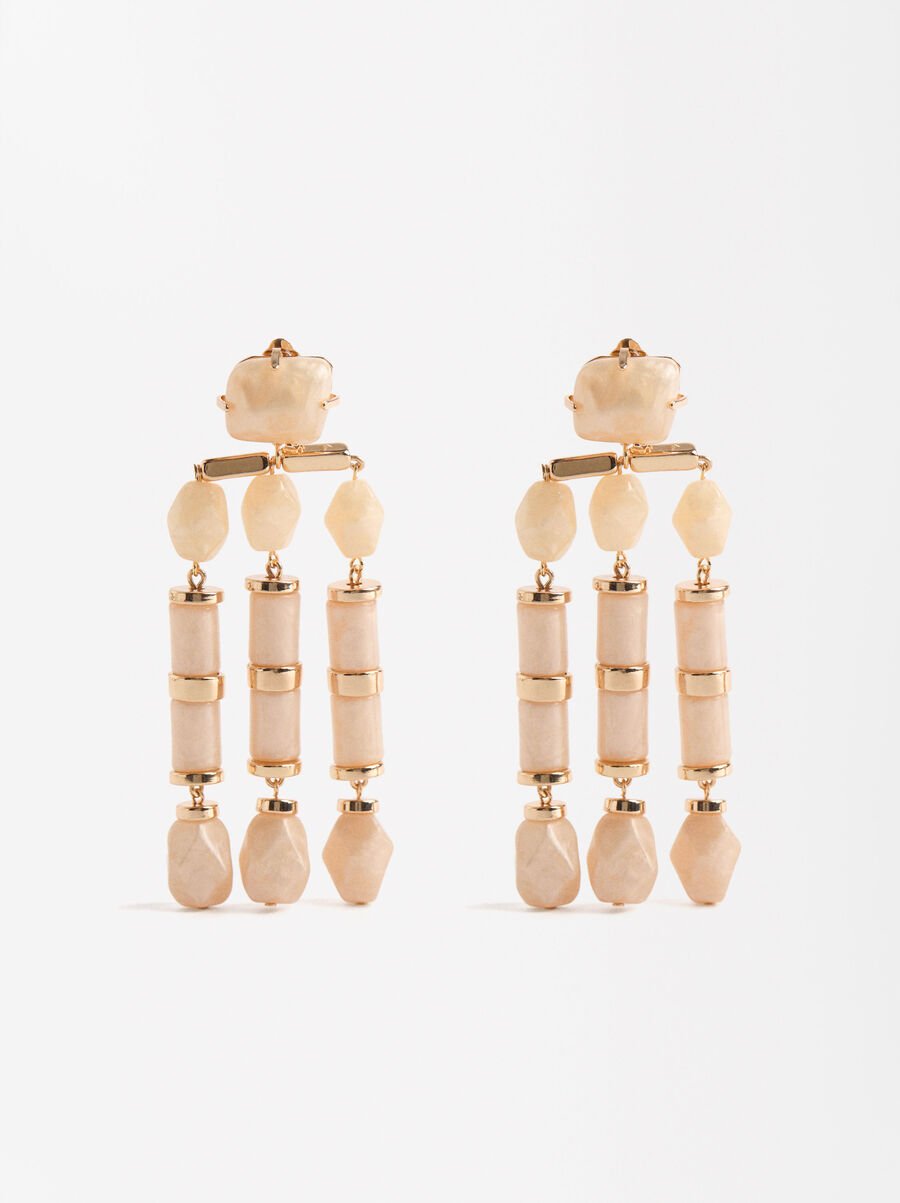 Pendientes largos efecto piedra