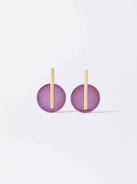 Two-Tone Earrings, Purple, hi-res