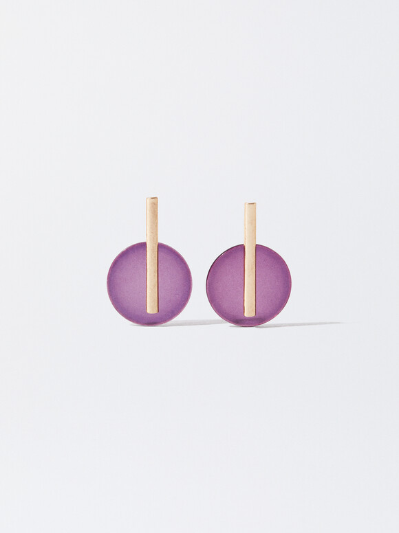 Shell Earrings, Purple, hi-res