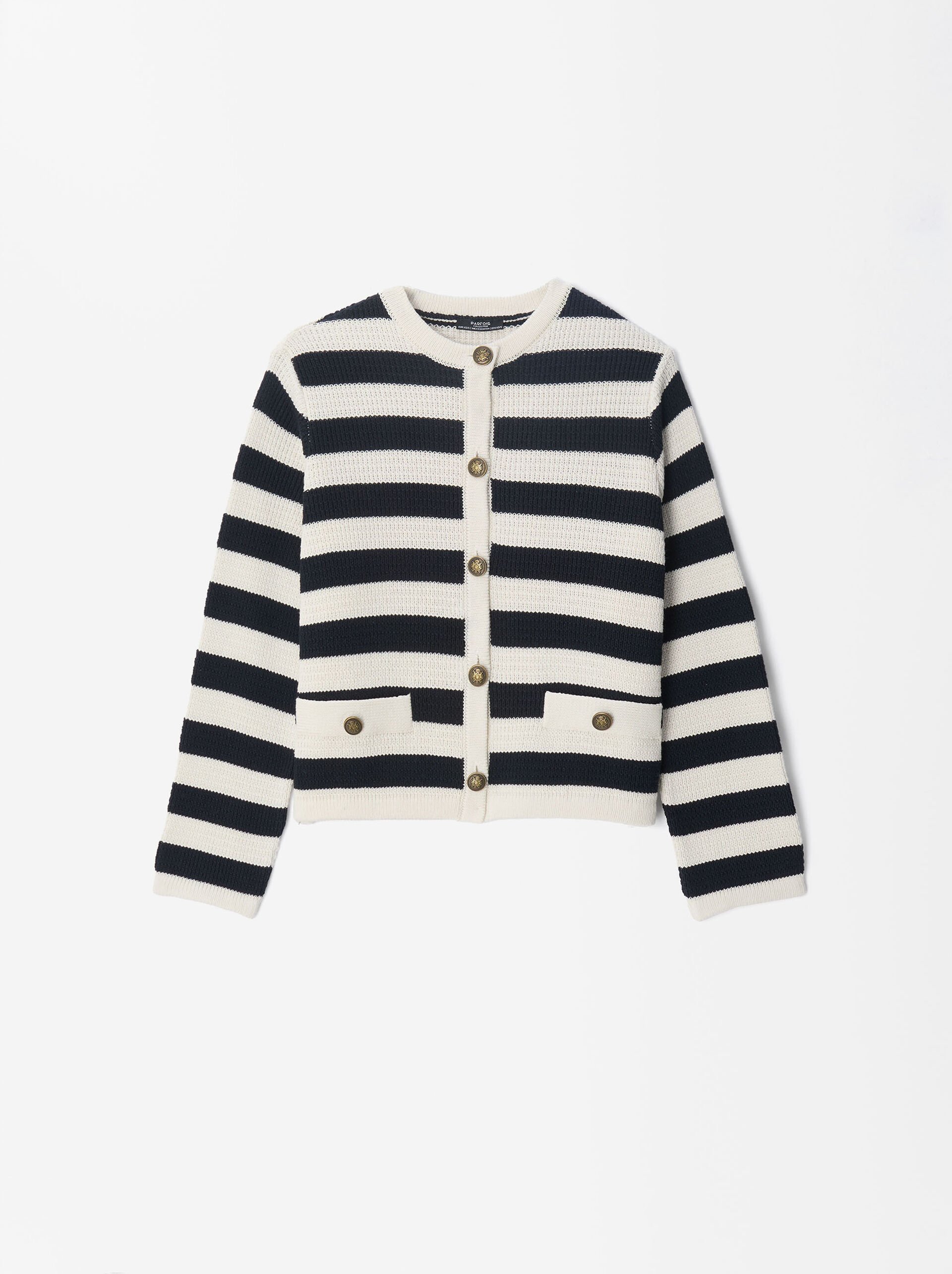 Striped Knitted Cardigan  image number 5.0