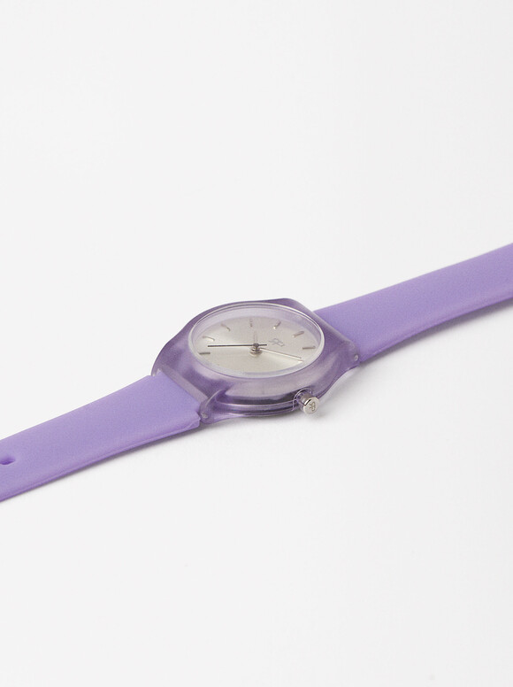 Watch With Silicone Strap, Purple, hi-res