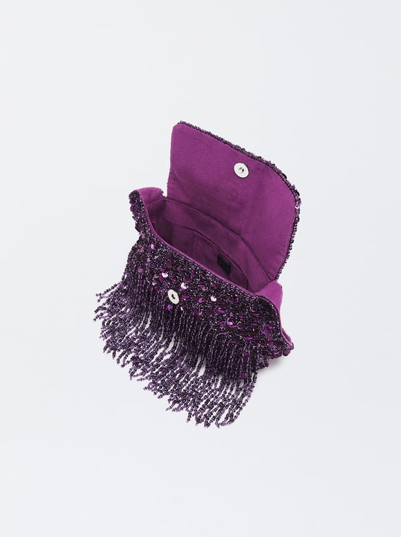 Handbag With Beads, Purple, hi-res