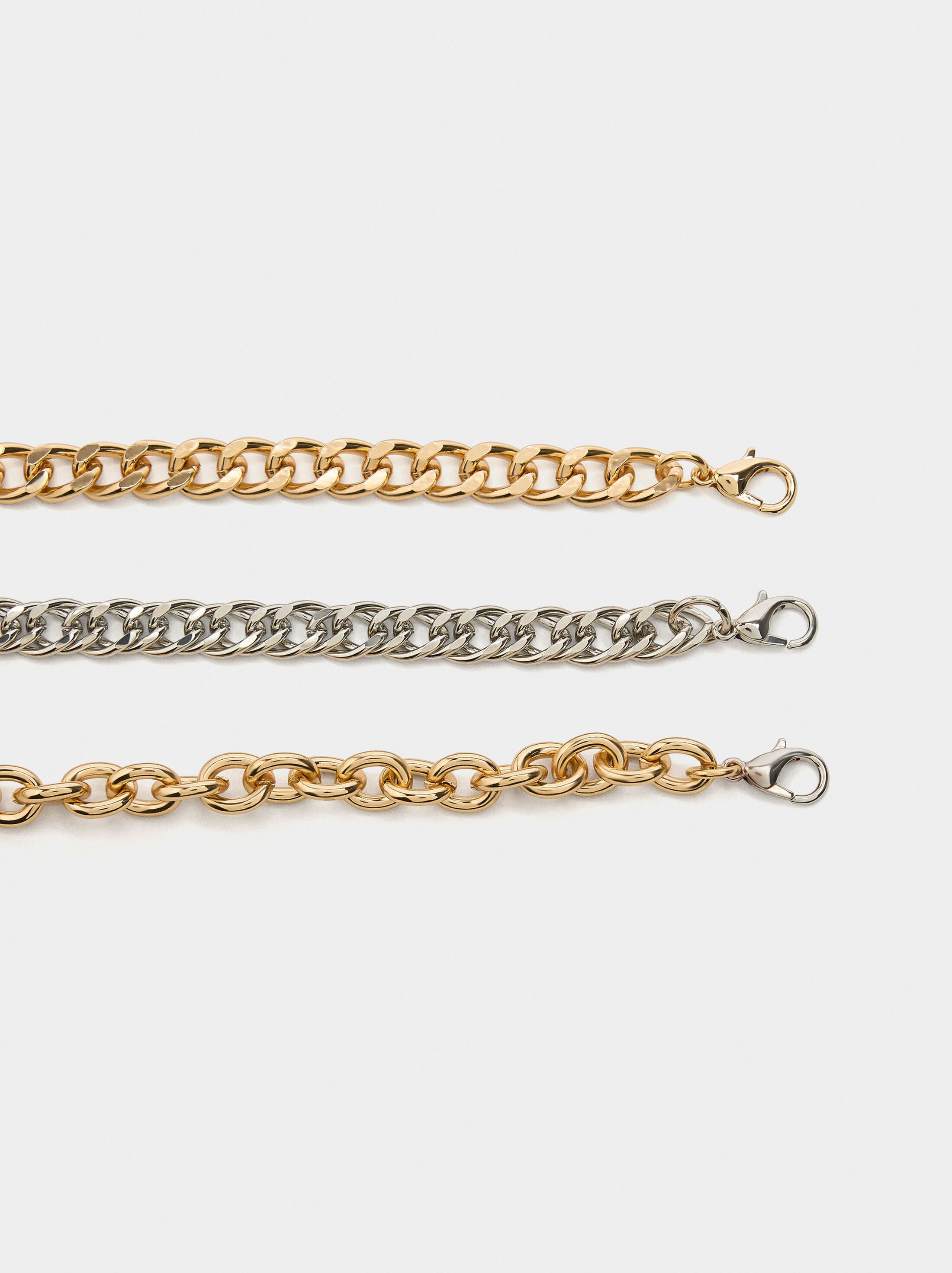 Set of bicolor link necklaces with pearls image number 2.0
