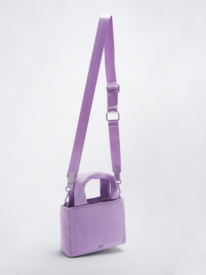 Nylon Heart Crossbody Bag, Violet, hi-res