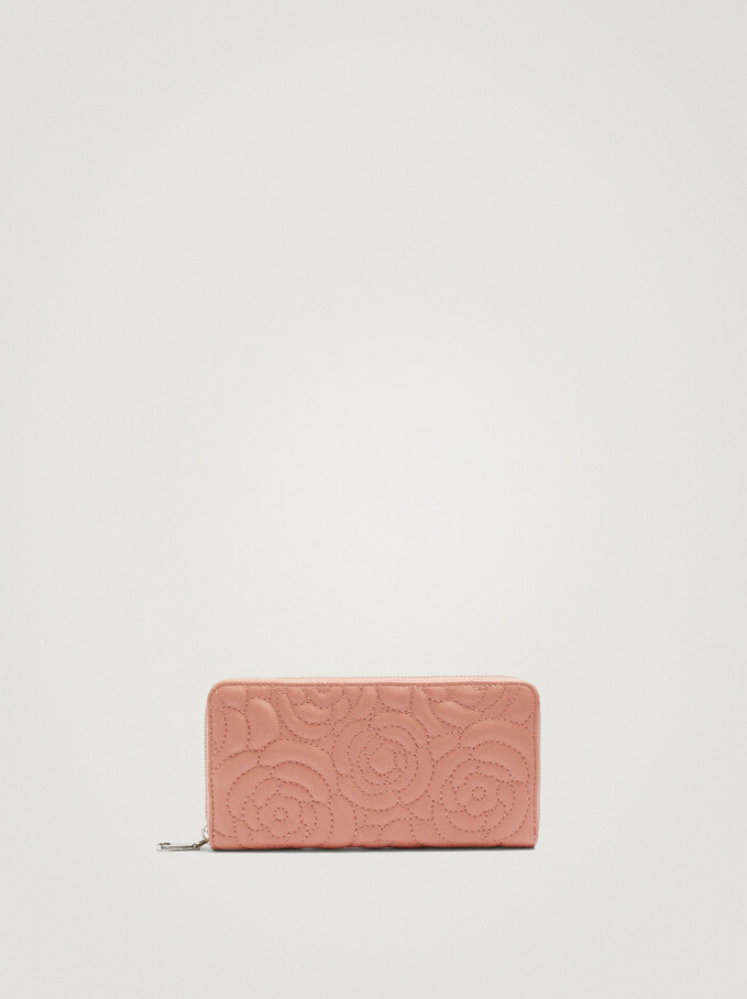 Quilted Large Wallet, Pink, hi-res
