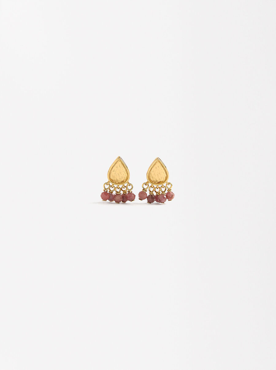 Pendientes en forma de lágrima con piedras - plata de ley 925