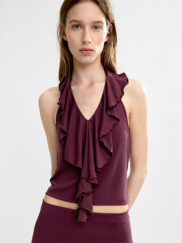 Halter top with ruffles