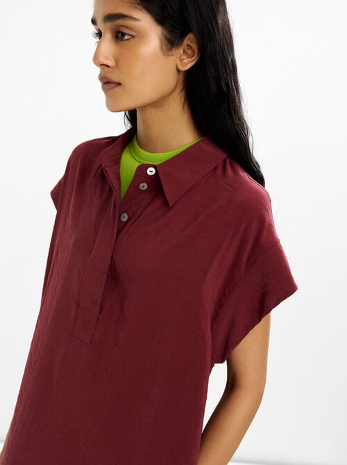 Shirt dress with crinkled effect