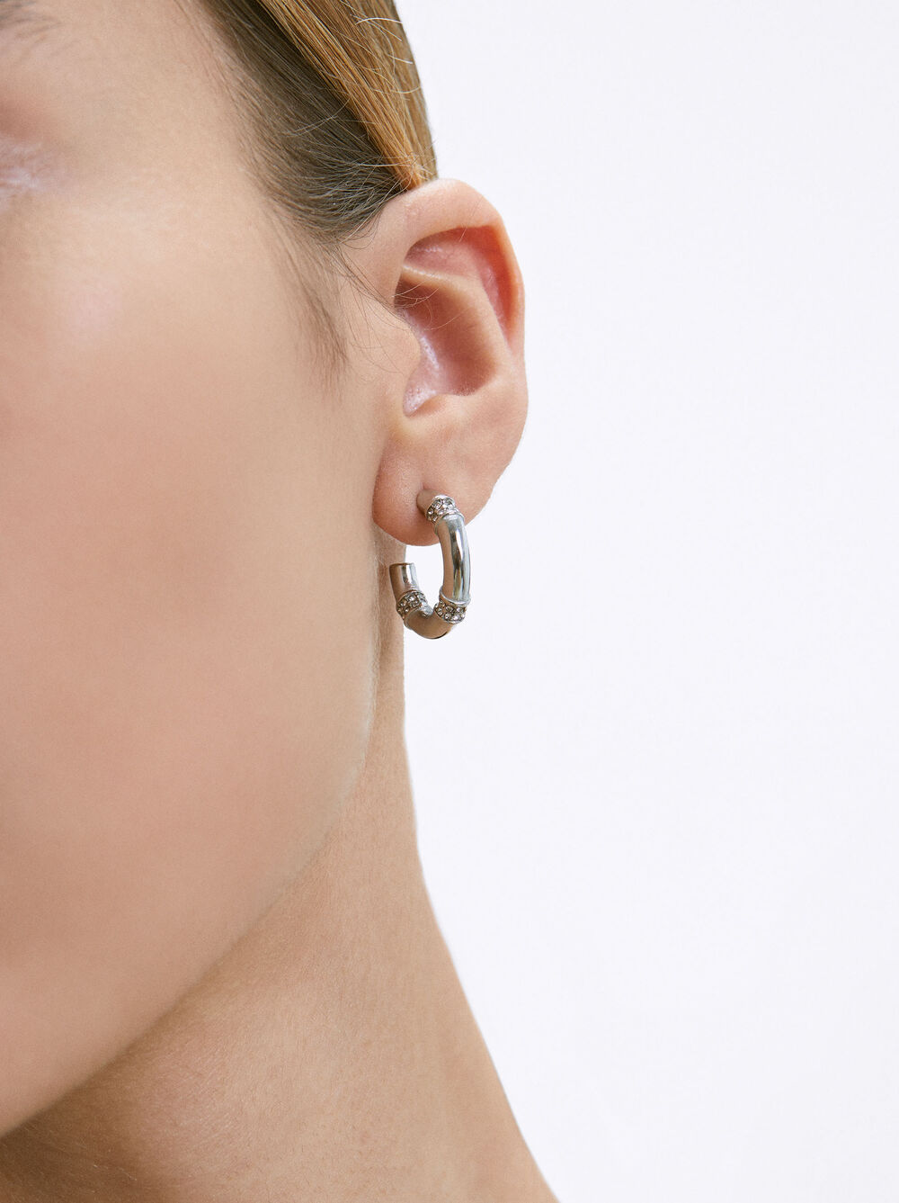 Stainless Steel Hoop Earrings Crystals