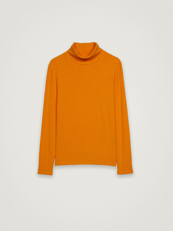 High Neck Sweater, Orange, hi-res