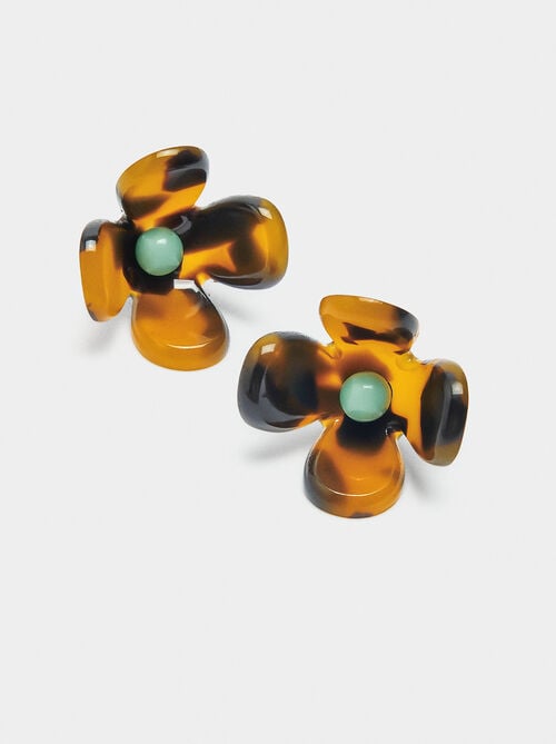 Pendientes de flor efecto carey