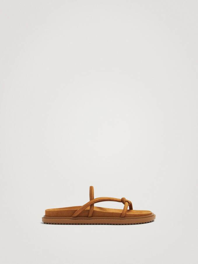 Strap Sandals With Knot, Camel, hi-res