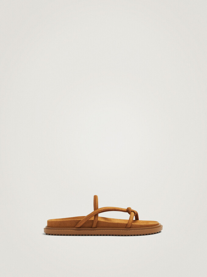 Strap Sandals With Knot, Camel, hi-res