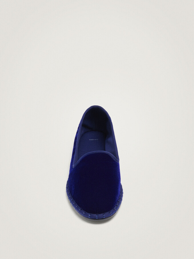 Velvet Slippers, Blue, hi-res
