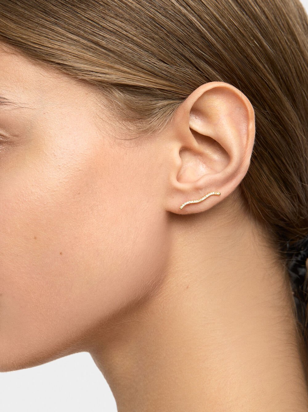 Wave earrings with cubic zirconia - 925 sterling silver