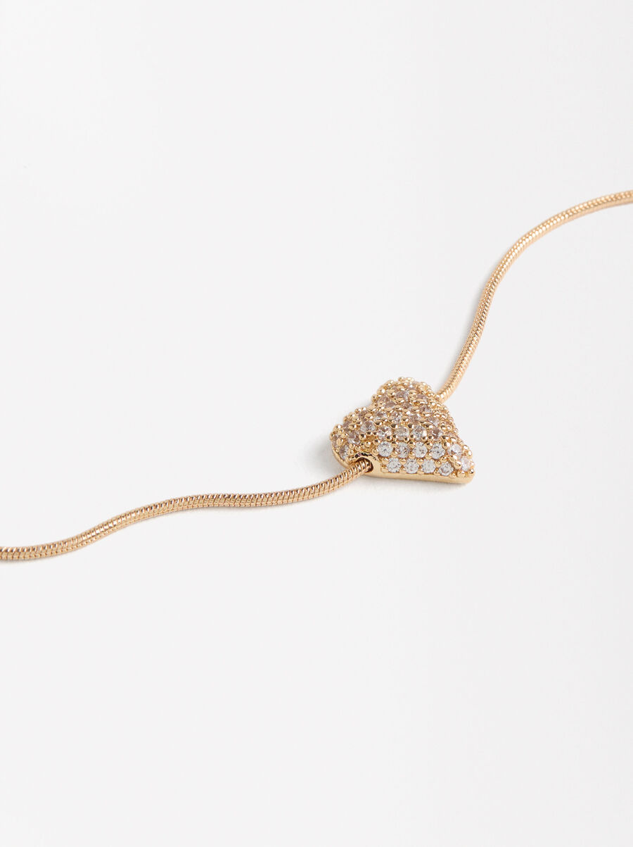 Adjustable heart bracelet with zirconia