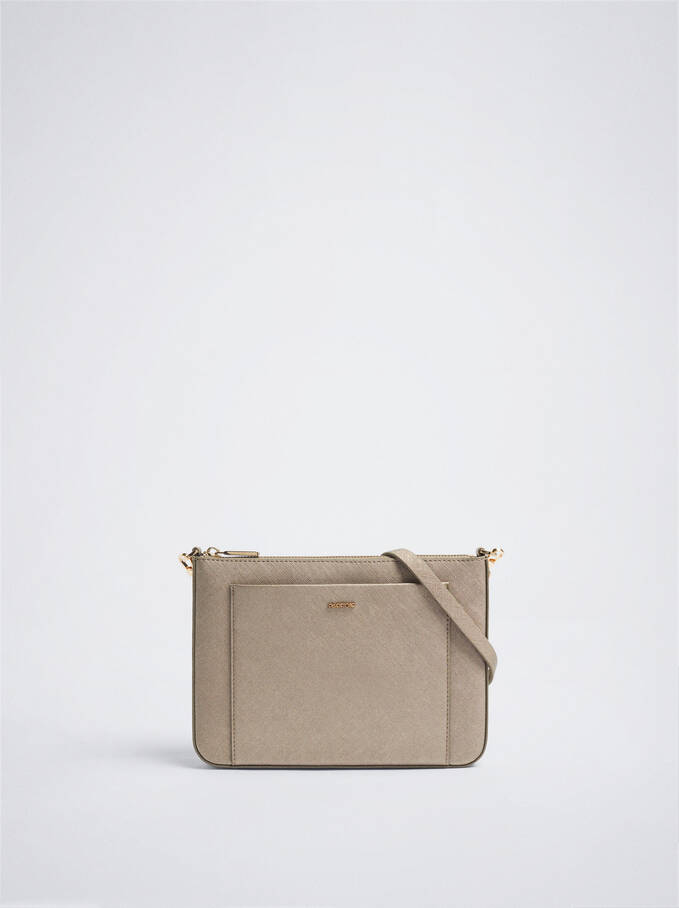 Crossbody Bag With Outer Pocket, Silver, hi-res