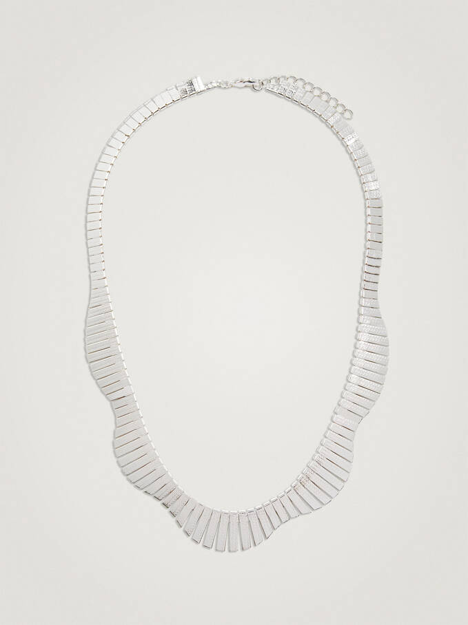 Silver-Plated Short Necklace, Silver, hi-res