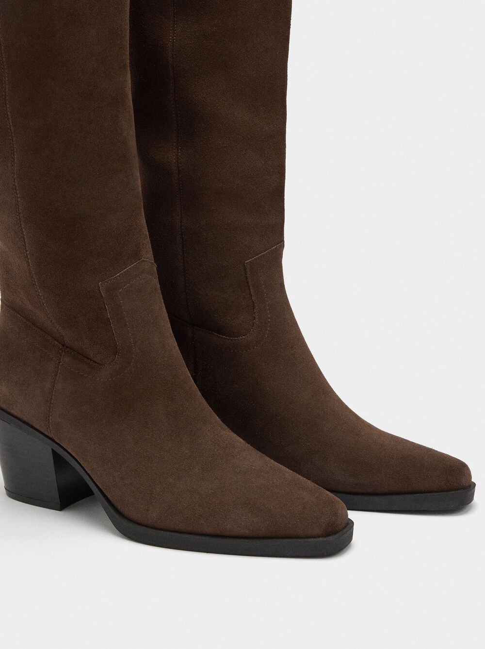 Leather boots with a high shaft