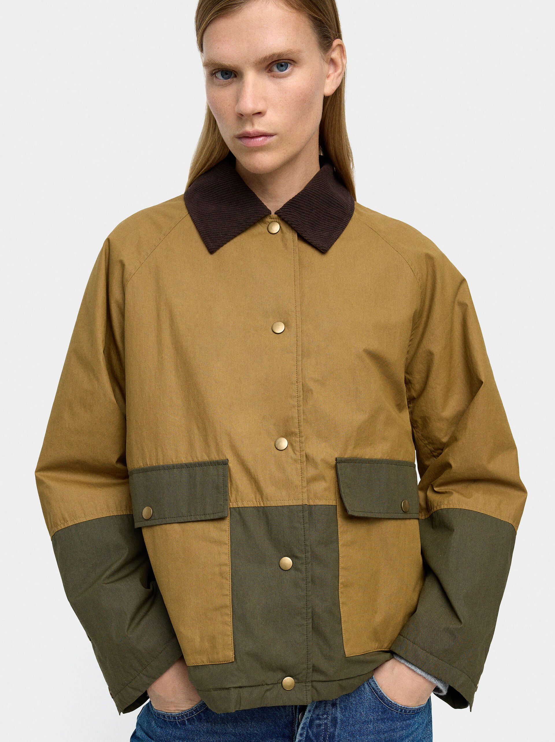 Veste contraste en coton image number 1.0