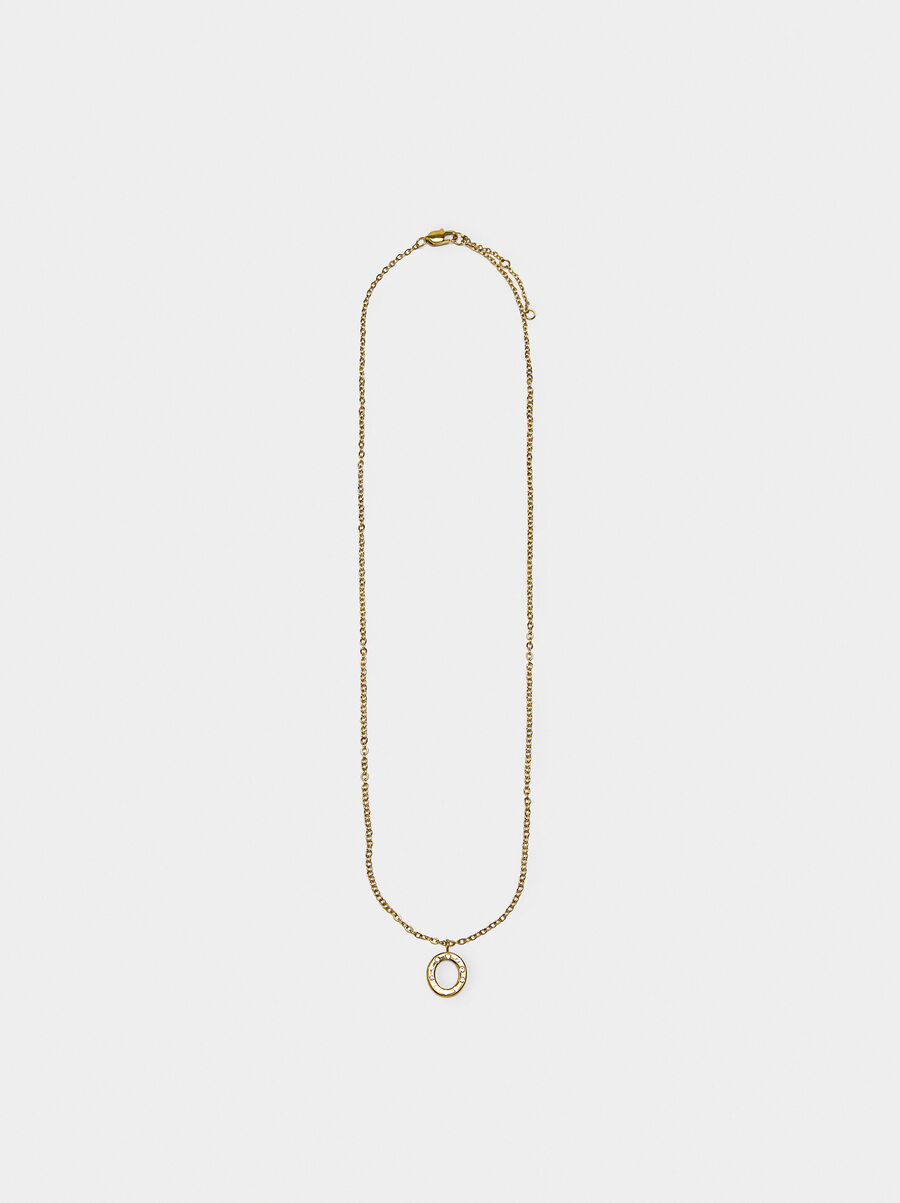 Necklace of links with pendant - stainless steel