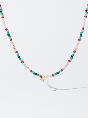925 Silver Necklace With Stars, Multicolor, hi-res