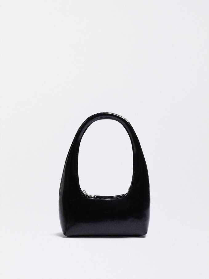 Patent Shoulder Bag, Black, hi-res