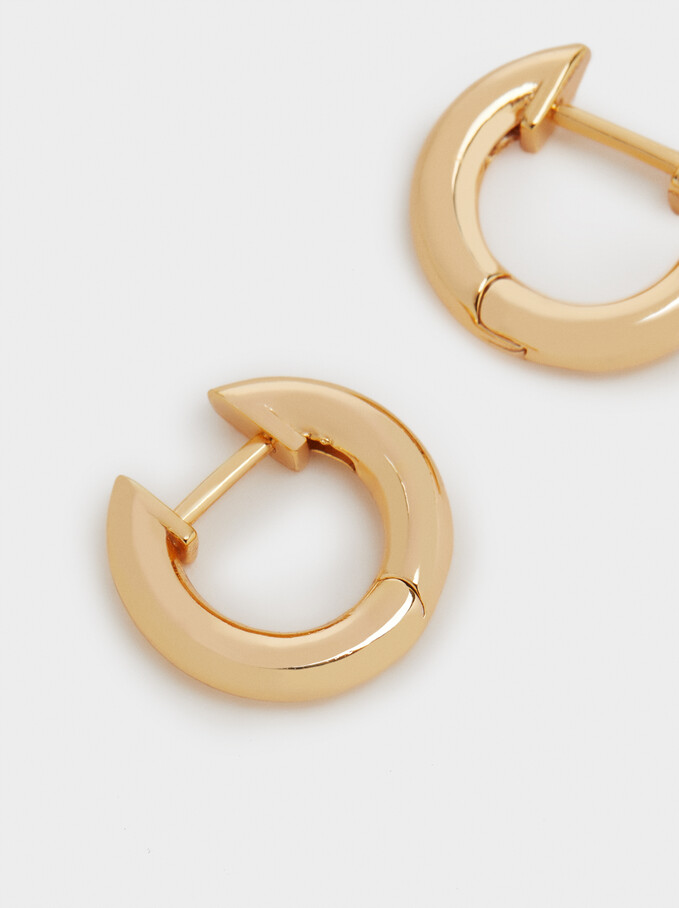 Small Gold Stainless Steel Hoop Earrings, Golden, hi-res