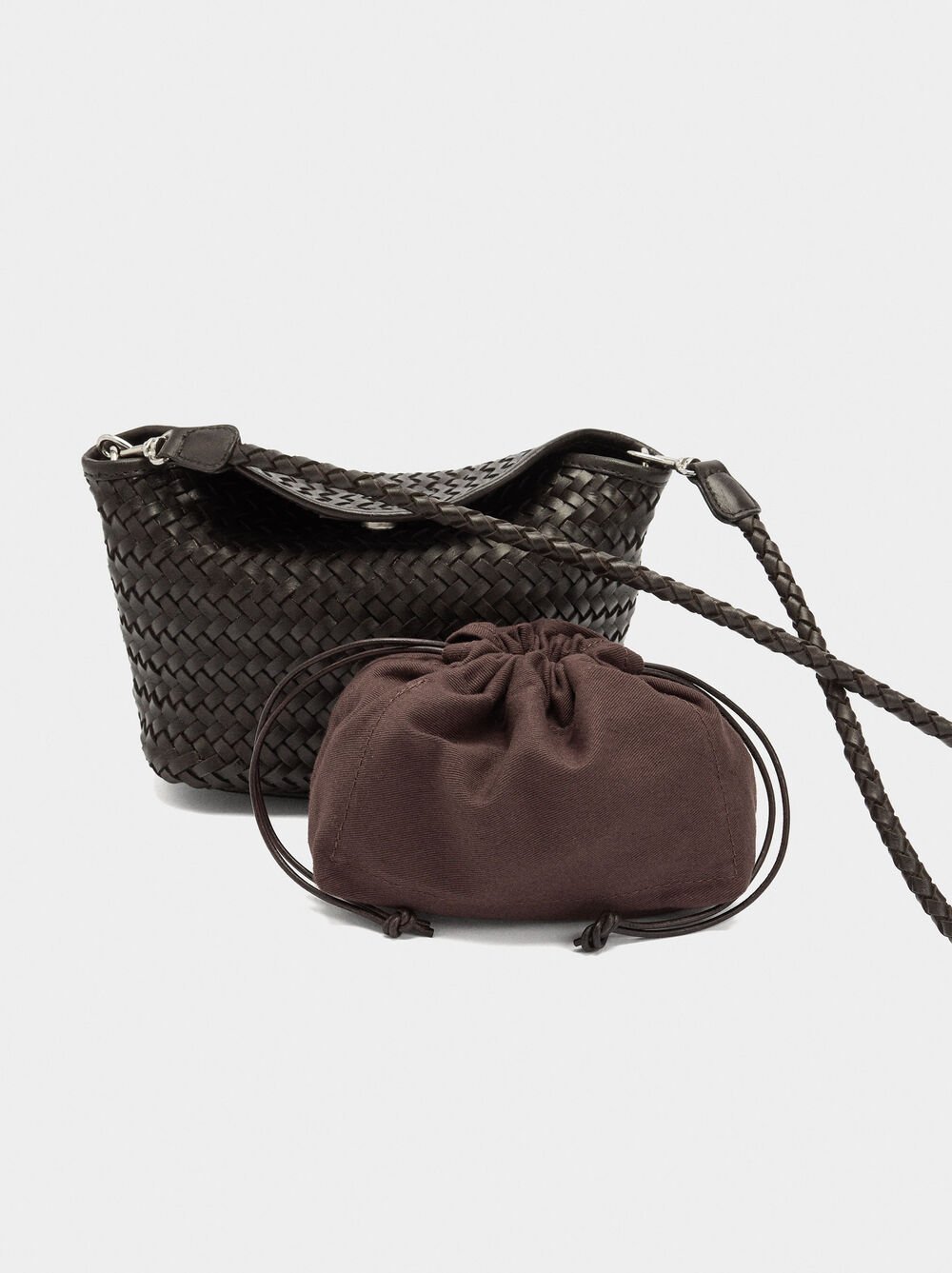 Braided leather crossbody bag