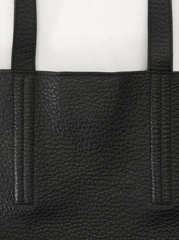 Personalized Leather Shopper Bag, Black, hi-res