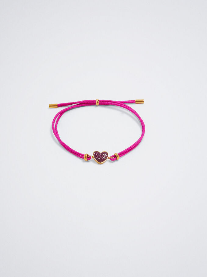 Steel Bracelet With Heart, Fuchsia, hi-res