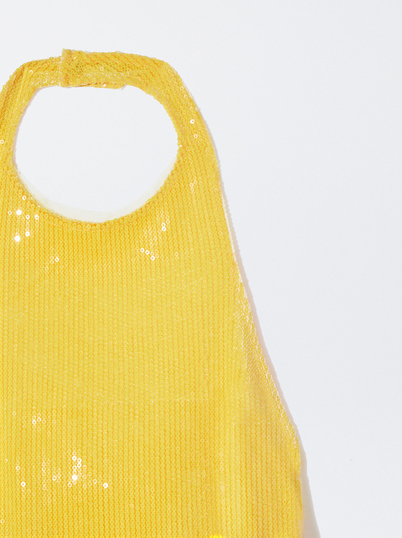 Sequin Top, Yellow, hi-res
