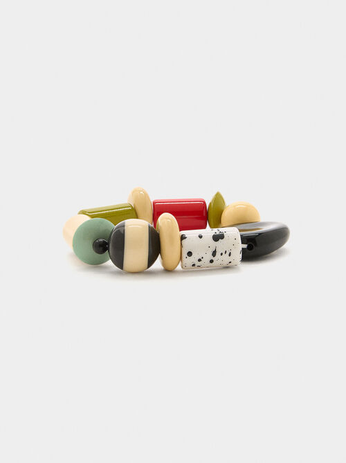 Elastic bracelet with multicolor beads