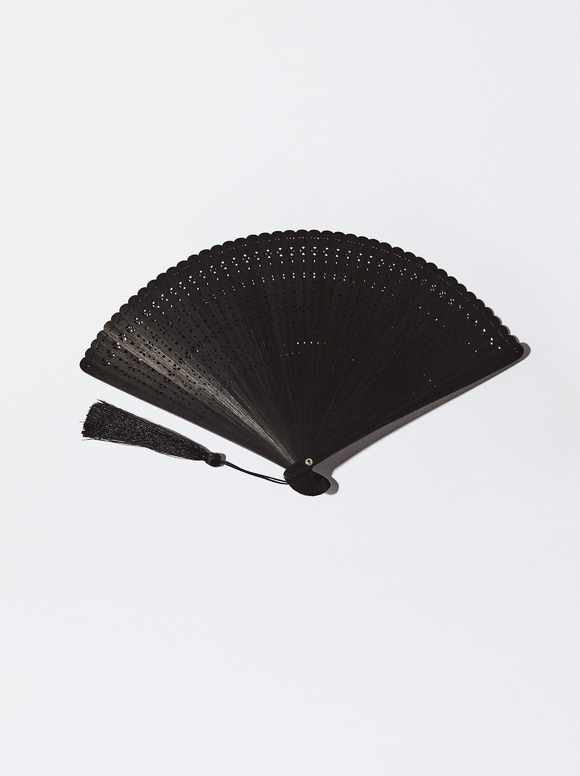 Bamboo Perforated Fan, , hi-res