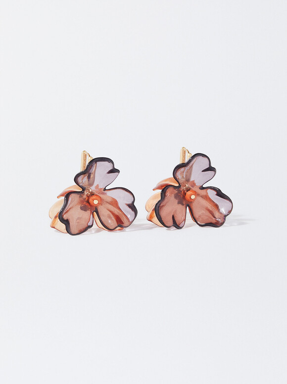 Boucles D'Oreille Avec Fleur En Résin, Multicolore, hi-res