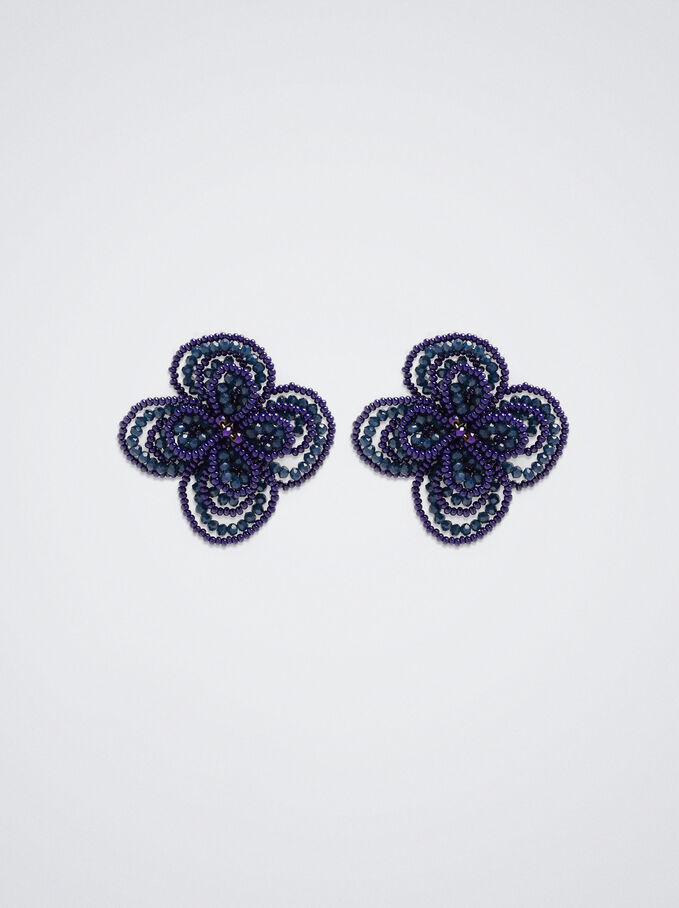 Earrings With Beads, Blue, hi-res