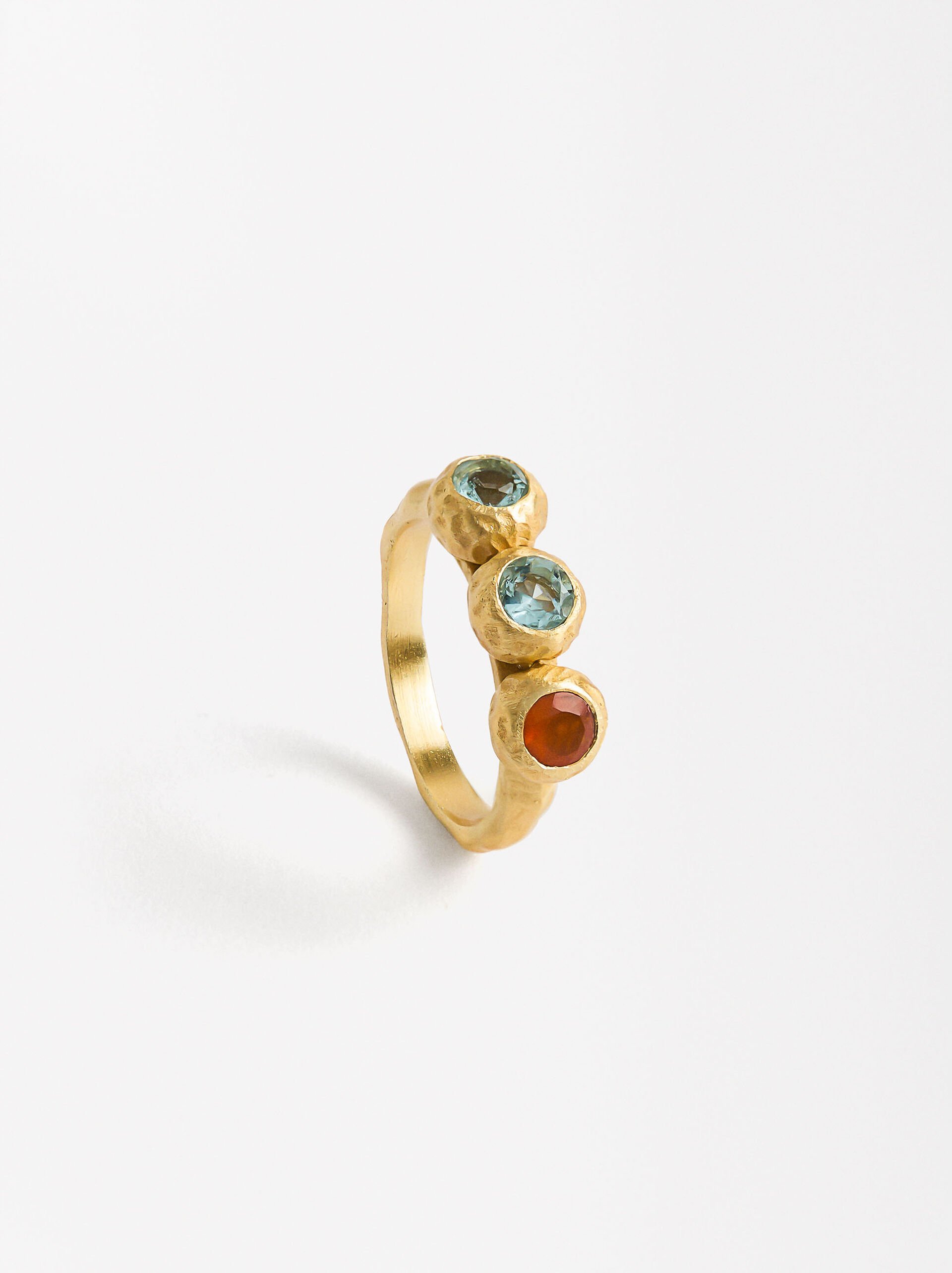 Ring with crystals gold plated 18k image number 2.0