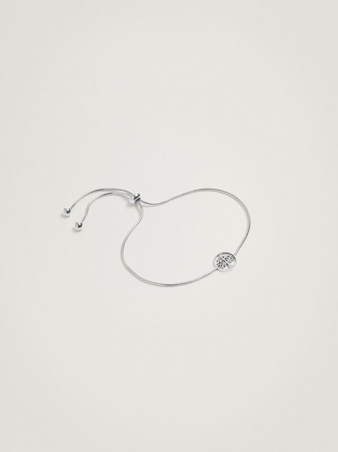 Adjustable Steel Bracelet With Tree Of Life, Silver, hi-res